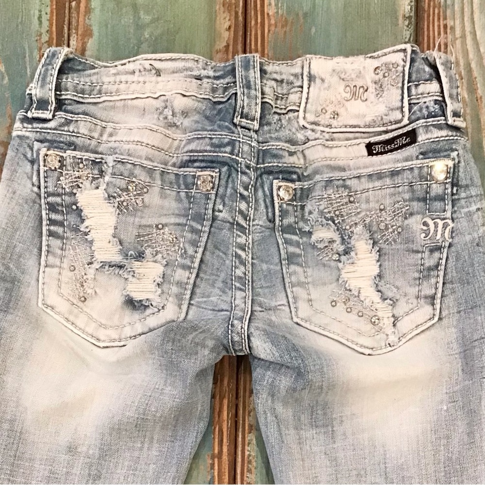 Miss Me Light Blue Distressed Straight Leg Jeans